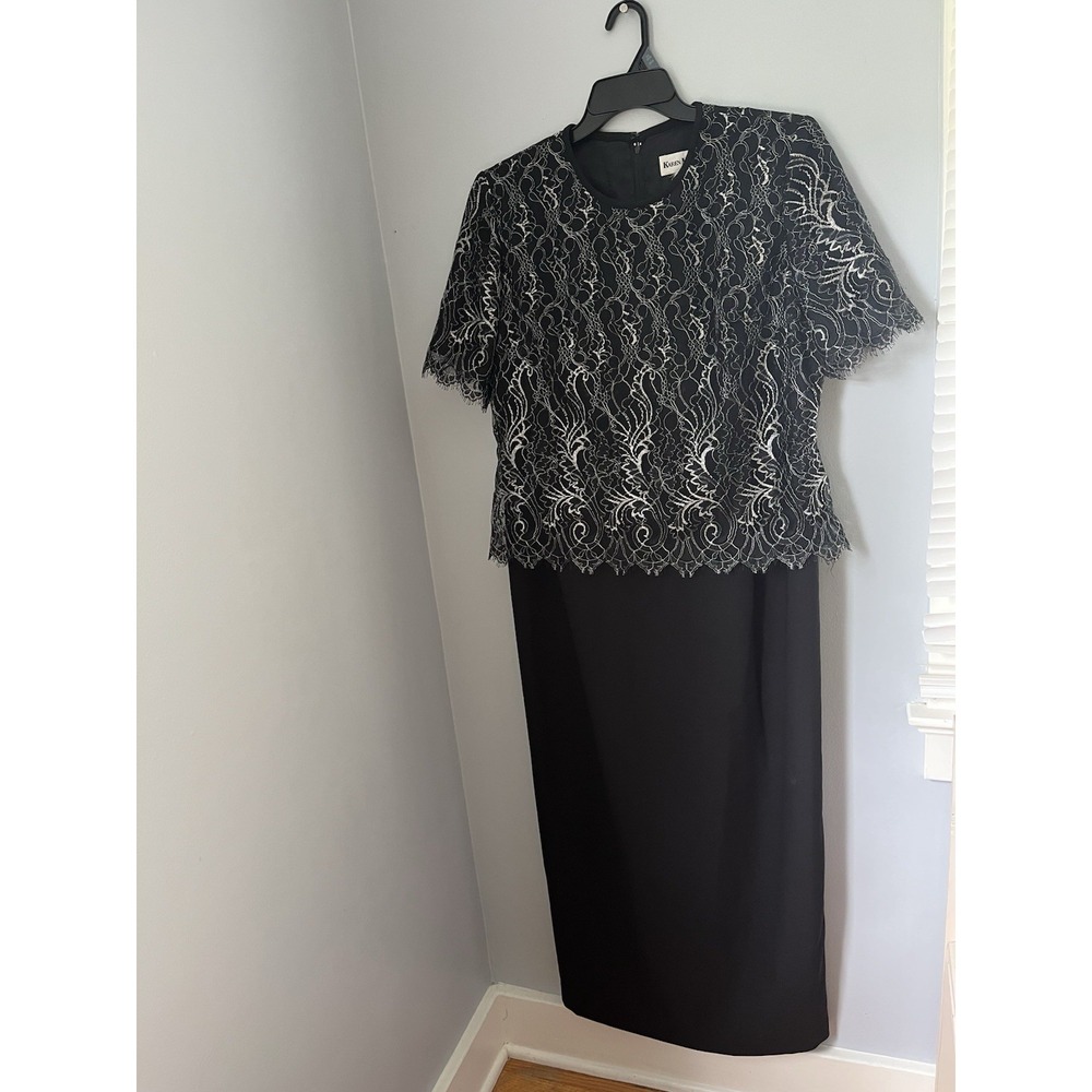 Karen Miller New York Women's Vintage Size 16 Pencil Maxi Dress Black Silver